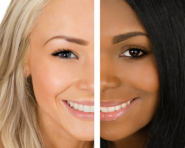 composite of two beautiful women of different race or skin tones